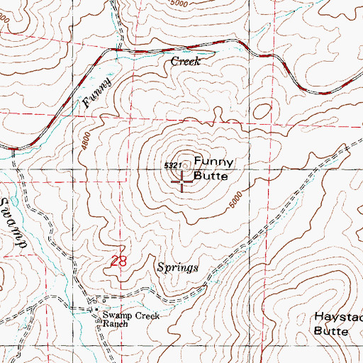 Topographic Map of Funny Butte, OR