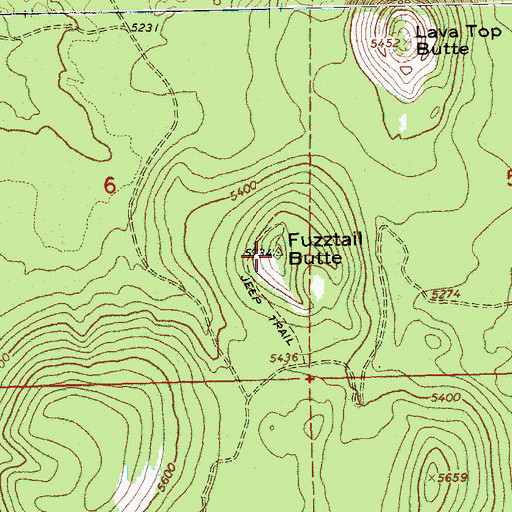 Topographic Map of Fuzztail Butte, OR