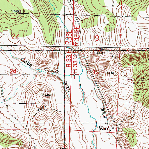 Topographic Map of Gabe Creek, OR