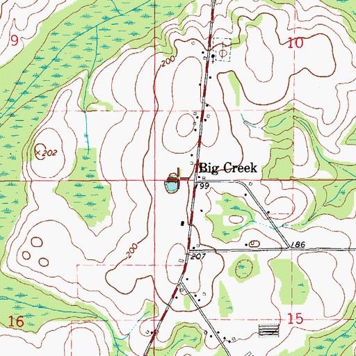 Topographic Map of Big Creek, AL
