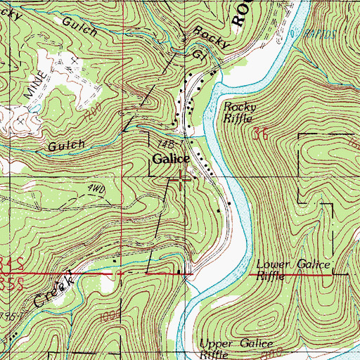 Topographic Map of Galice, OR