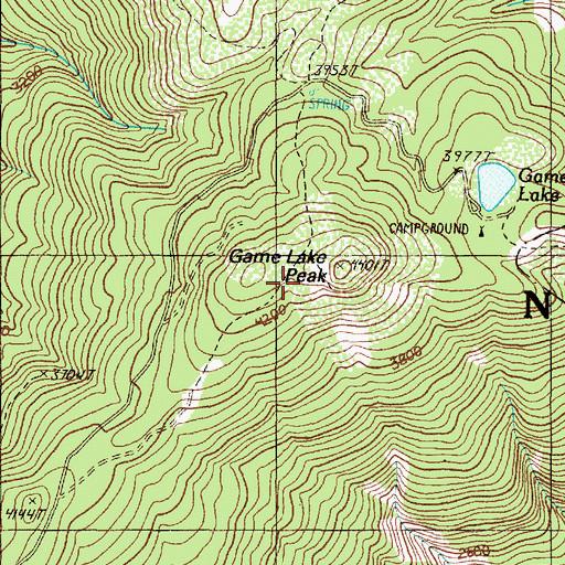 Topographic Map of Game Lake Lookout (historical), OR
