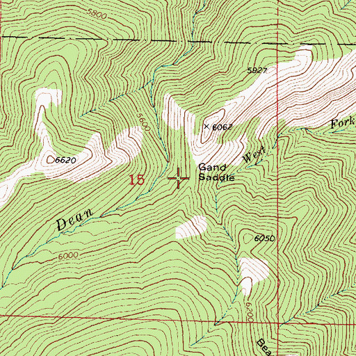 Topographic Map of Gand Saddle, OR