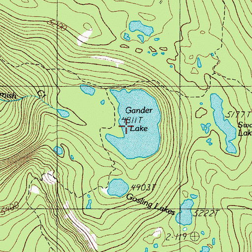 Topographic Map of Gander Lake, OR
