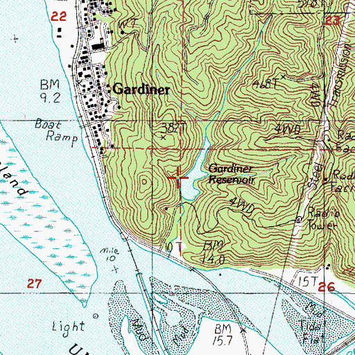 Topographic Map of Gardiner Reservoir, OR