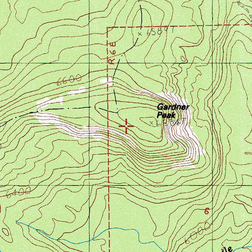 Topographic Map of Gardner Peak, OR