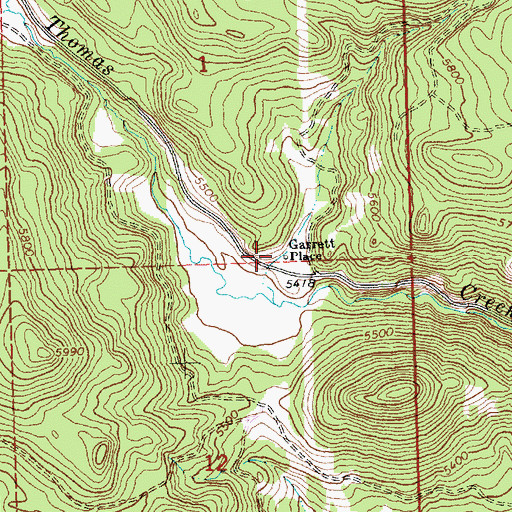 Topographic Map of Garrett Place, OR