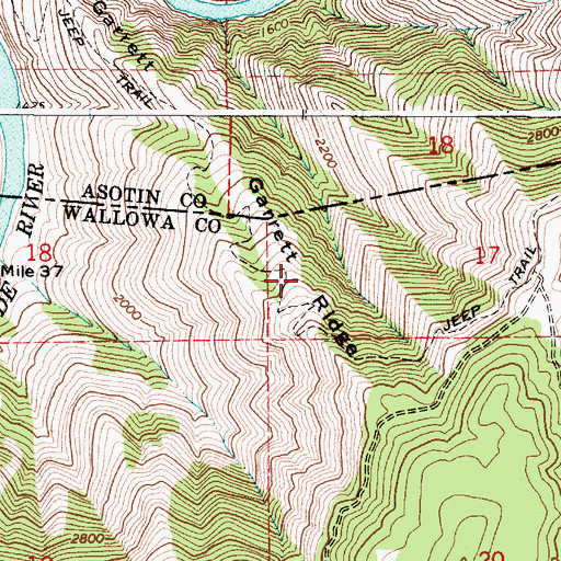 Topographic Map of Garrett Ridge, OR