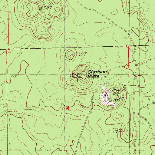 Topographic Map of Garrison Butte, OR
