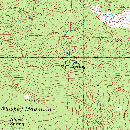 Topographic Map of Gay Spring, OR