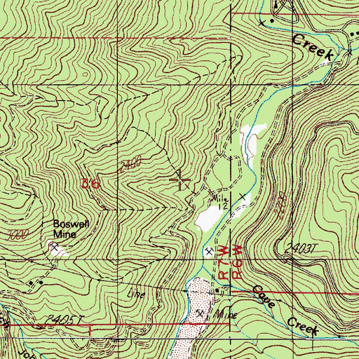 Topographic Map of Gem Quartz Mine, OR