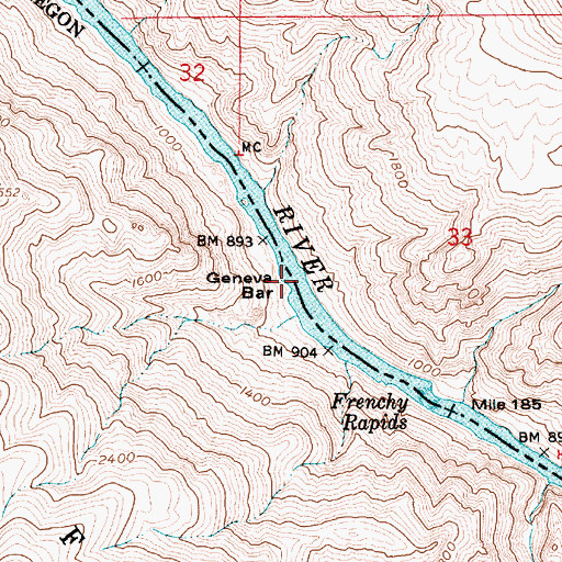 Topographic Map of Geneva Bar, OR