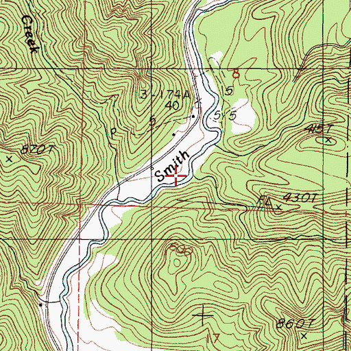 Topographic Map of Georgia Creek, OR