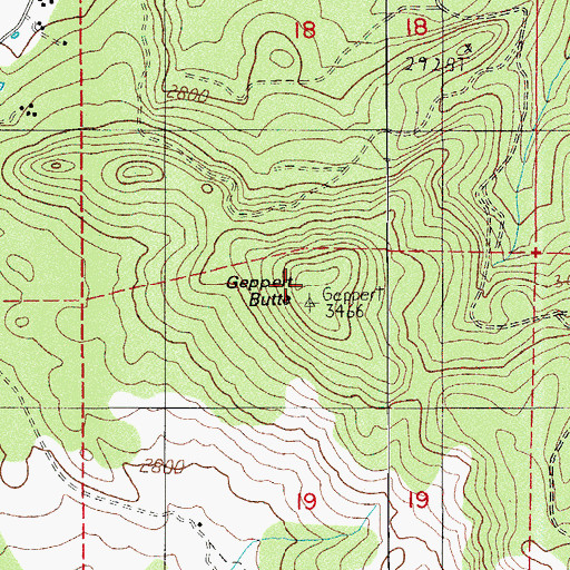 Topographic Map of Geppert Butte, OR