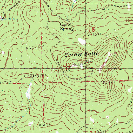 Topographic Map of Gerow Butte, OR