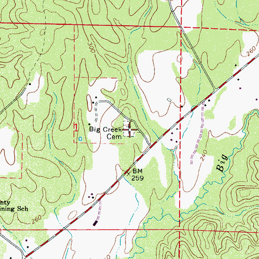 Topographic Map of Big Creek Cemetery, AL