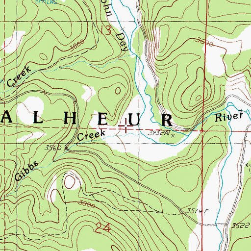 Topographic Map of Gibbs Creek, OR