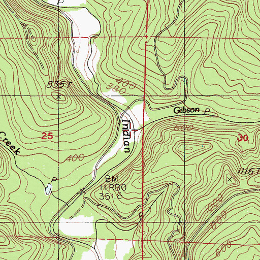 Topographic Map of Gibson Creek, OR