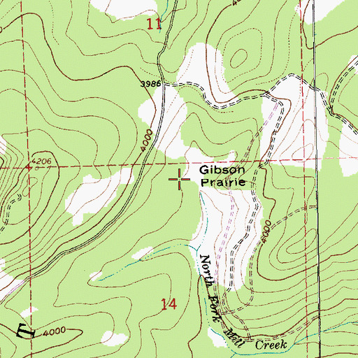 Topographic Map of Gibson Prairie, OR