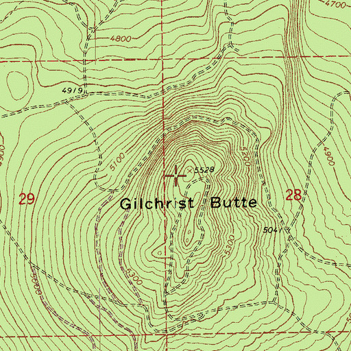 Topographic Map of Gilchrist Butte, OR
