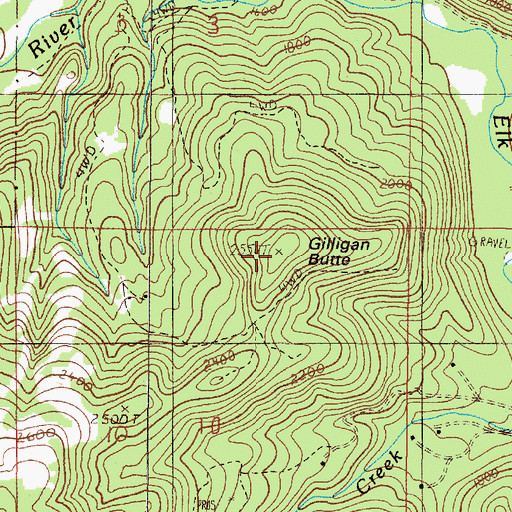 Topographic Map of Gilligan Butte, OR