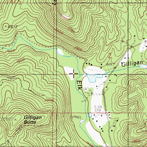 Topographic Map of Gilligan Creek, OR