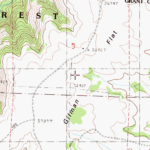 Topographic Map of Gilman Flat, OR