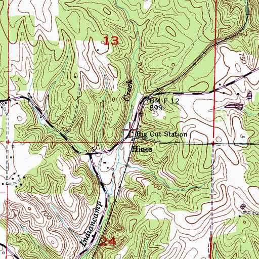 Topographic Map of Big Cut Station, AL