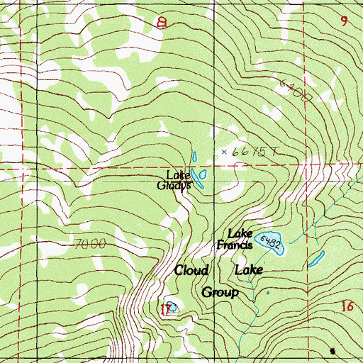 Topographic Map of Lake Gladys, OR