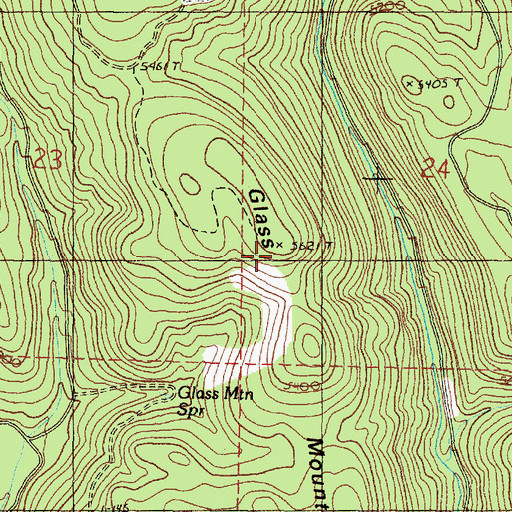Topographic Map of Glass Mountain, OR