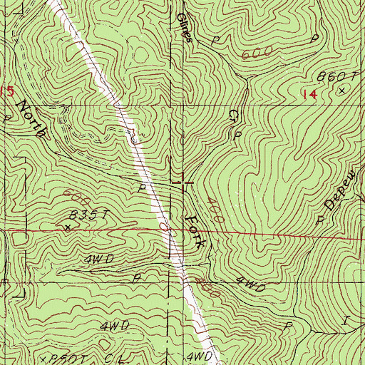 Topographic Map of Glines Creek, OR