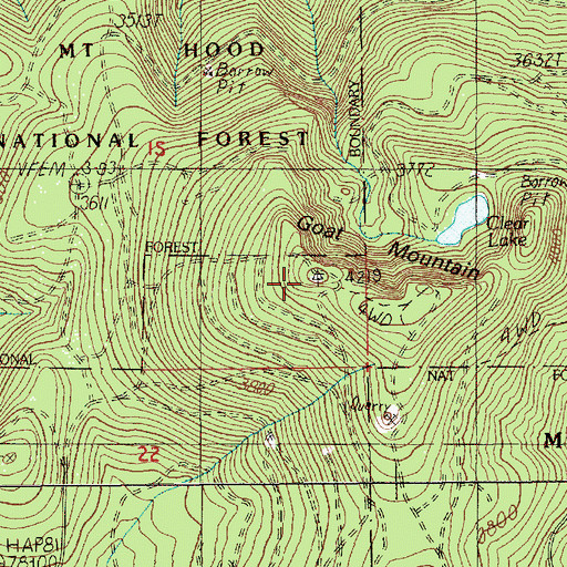 Topographic Map of Goat Mountain, OR