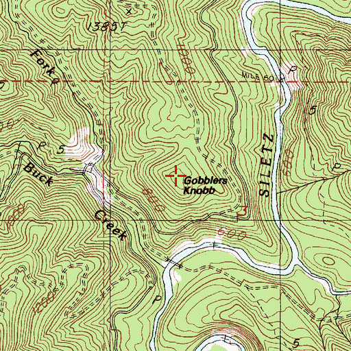 Topographic Map of Gobblers Knob, OR
