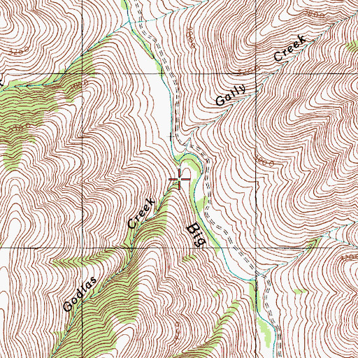 Topographic Map of Godias Creek, OR