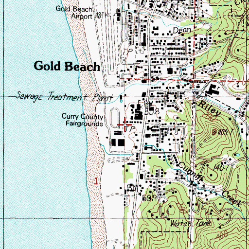 Topographic Map of Gold Beach, OR