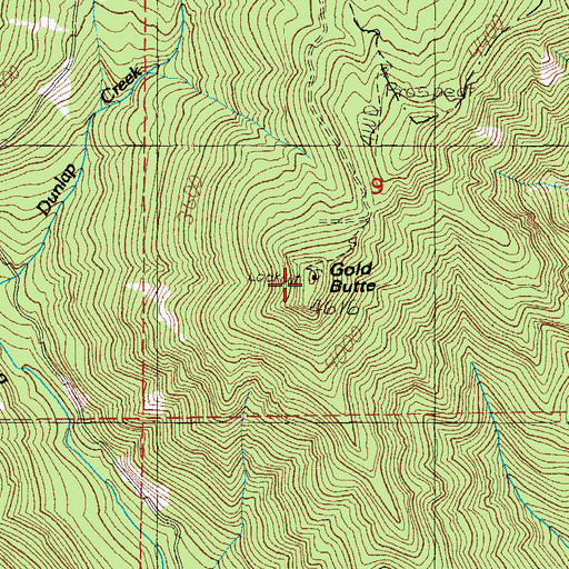 Topographic Map of Gold Butte, OR