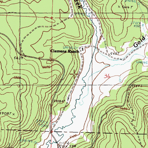 Topographic Map of Gold Creek, OR