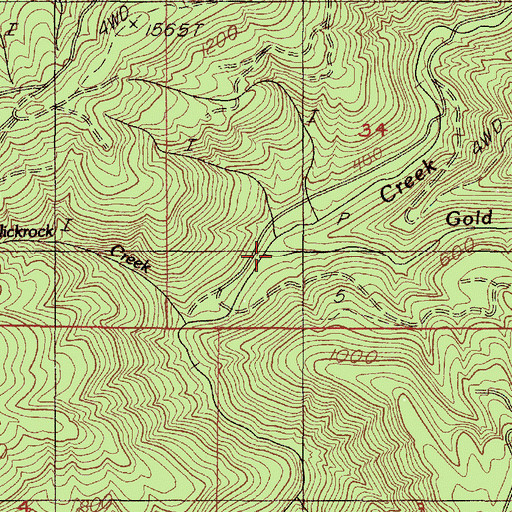 Topographic Map of Gold Creek, OR