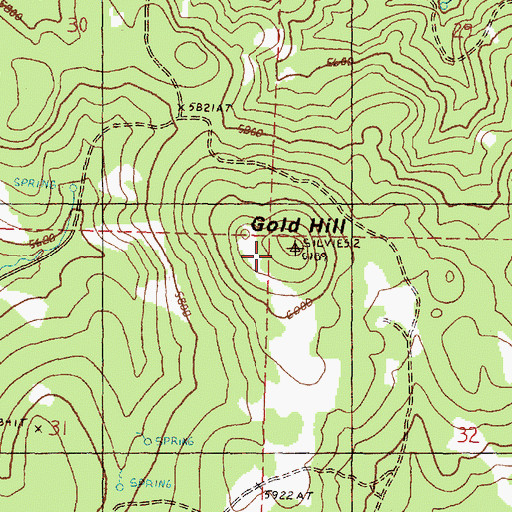 Topographic Map of Gold Hill, OR