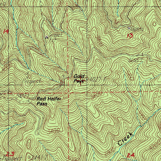 Topographic Map of Gold Peak, OR
