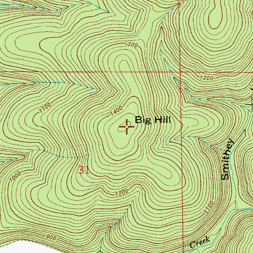 Topographic Map of Big Hill, AL
