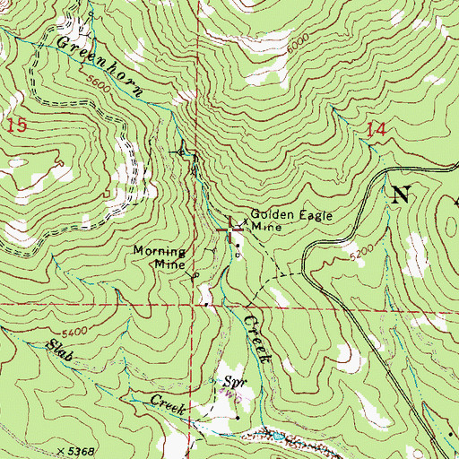 Topographic Map of Golden Eagle Mine, OR