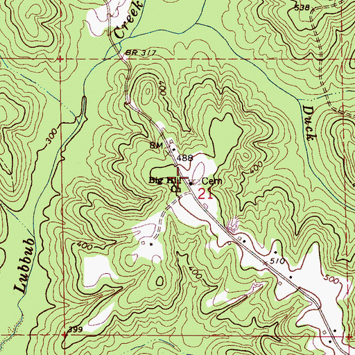 Topographic Map of Big Hill Church, AL