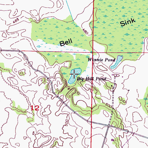Topographic Map of Big Hill Pond, AL