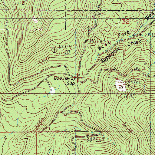 Topographic Map of Goolaway Gap, OR