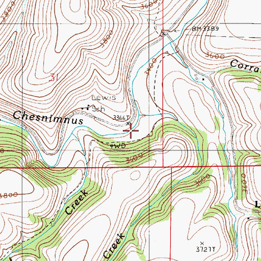 Topographic Map of Gooseberry Creek, OR