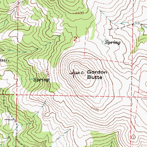 Topographic Map of Gordon Butte, OR