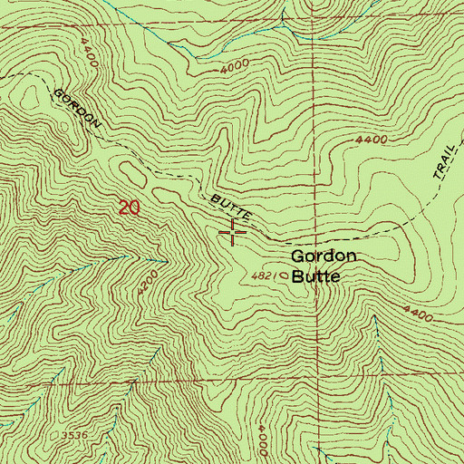 Topographic Map of Gordon Butte Trail, OR