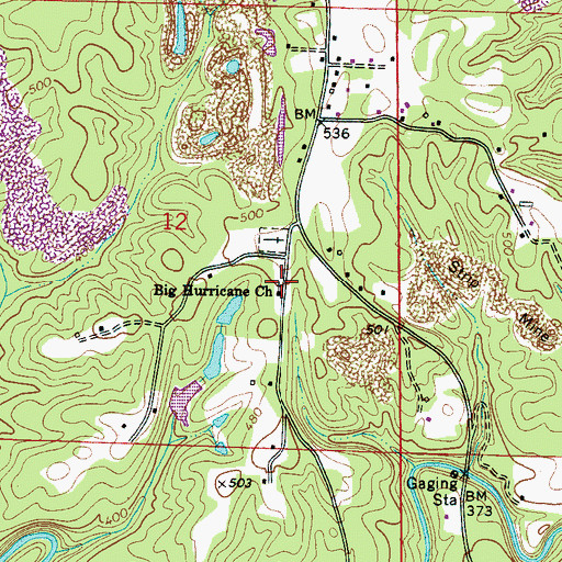 Topographic Map of Big Hurricane Church, AL