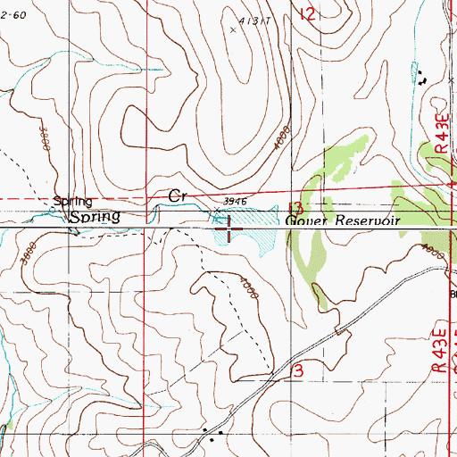 Topographic Map of Gover Reservoir, OR